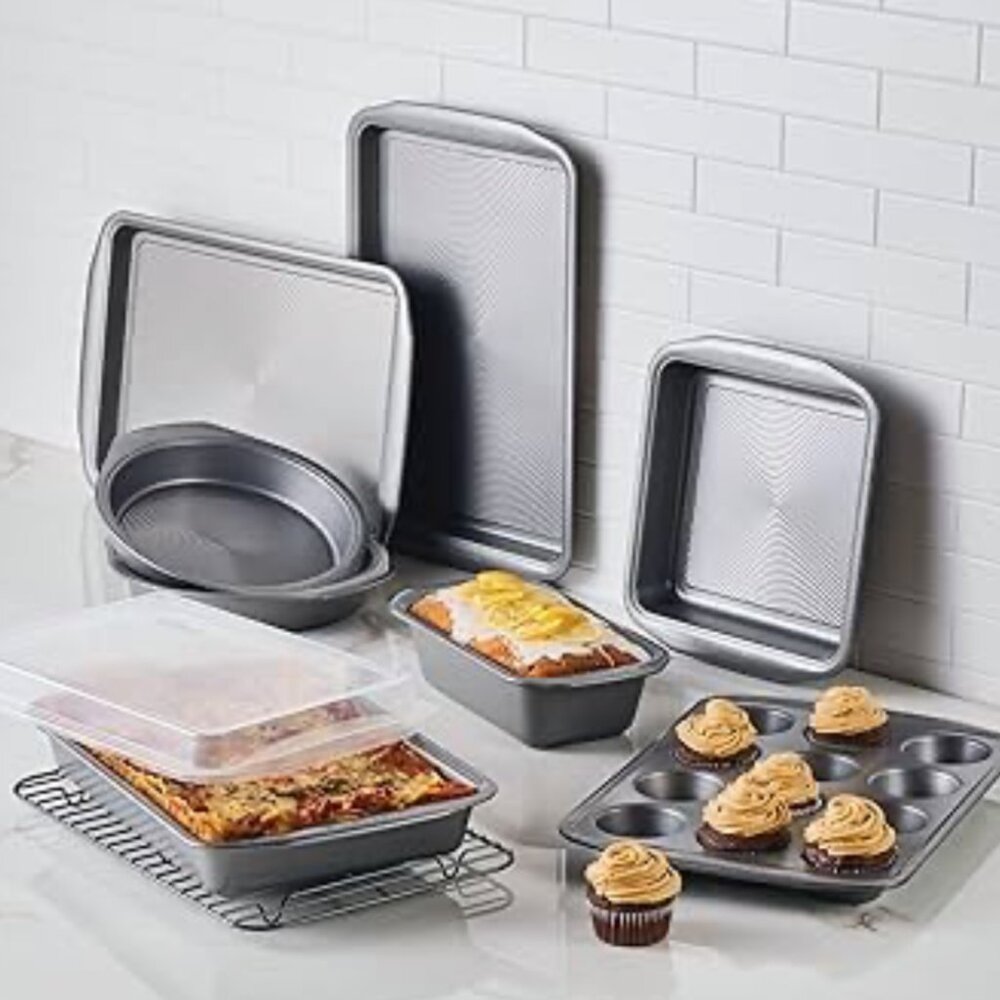Circulon Nonstick Heavy Gauge Steel Bakeware Set with Rolled Pan Edges Loaf Pan